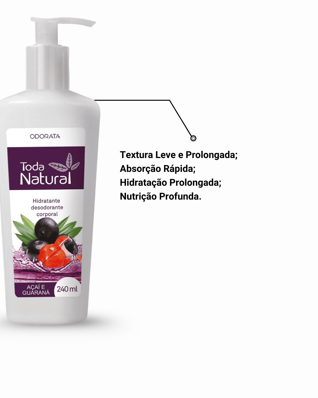 Hidratante Desodorante Corporal Açaí e Guaraná 240 ml Toda Natural Odorata