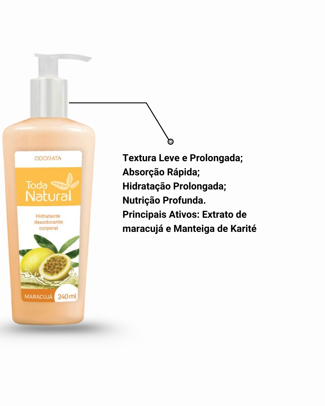 Hidratante Desodorante Corporal Maracujá Toda Natural 240ml